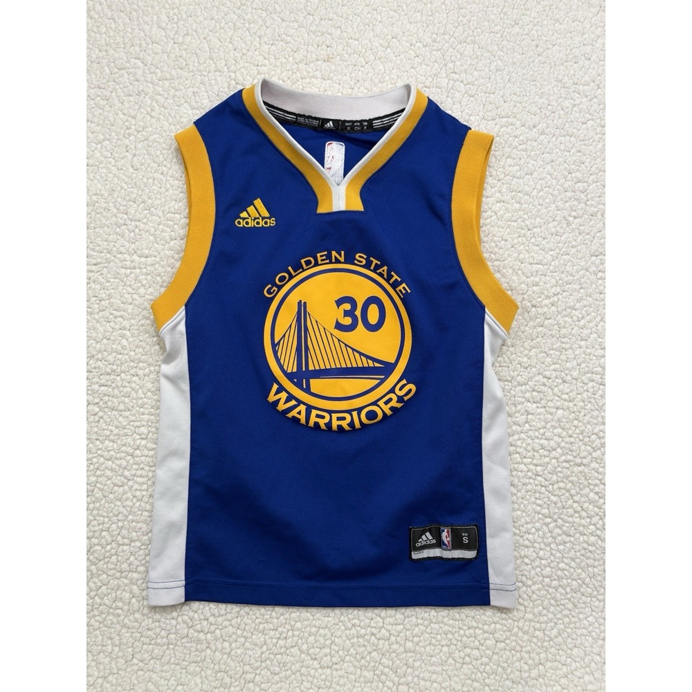 Steph Curry Adidas Basketball Jersey Golden State Warriors Blue YOUTH Small 30